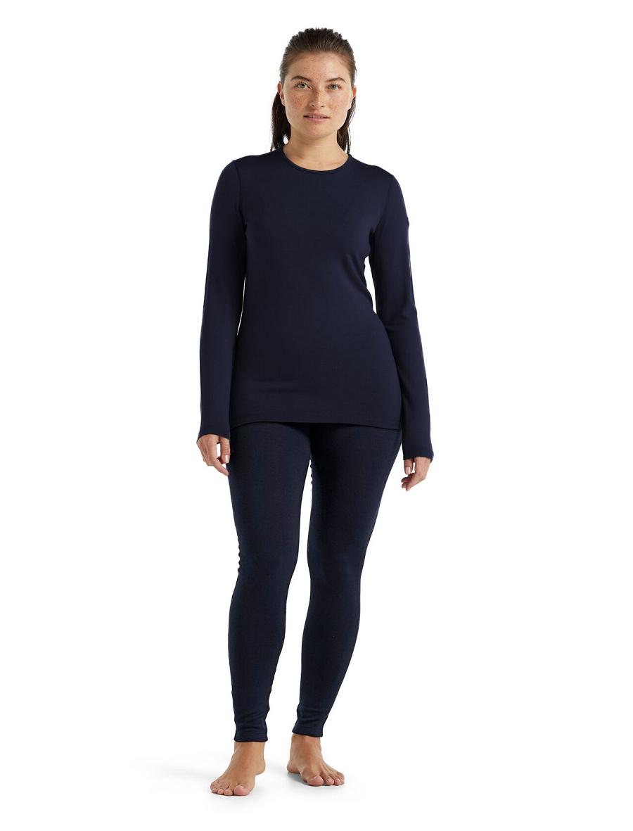 One Piece & Sets Icebreaker Merino 260 Tech Long Sleeve Crewe Thermal Top Damskie Granatowe | PL 1186MQZA